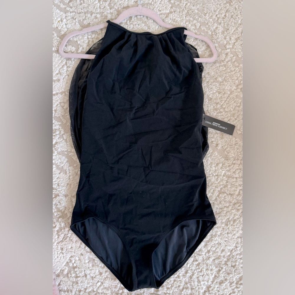 NWT Carmen Marc Valvo women’s one piece swimsuit black size 14